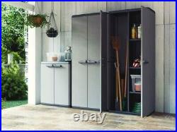 EXTRA LARGE KETER Low Storage Cabinet Grey Black Cupboard Outdoor Garden Garage