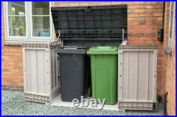 Extra Large Outdoor Plastic Garden Storage Unit / Bin Store 1200 litre grey
