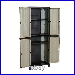 Garden Cabinet Shed Double-door Storage Closet Four Shelves PP Grey Patio
