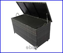 Garden Rattan Storage Box Deck Box Chest Organiser with Wheels Liner Outdoor Patio