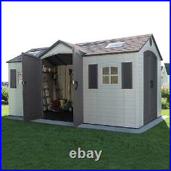 Garden Shed Lifetime 15 x 8 Dual Entry Plastic HDPE Heavy Duty Outdoor Storage