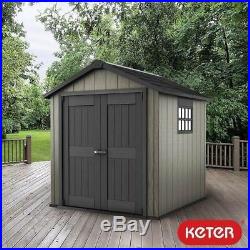 Garden Shed Rustic Patio Outdoor Storage Keter Plastic Strong Tools Window