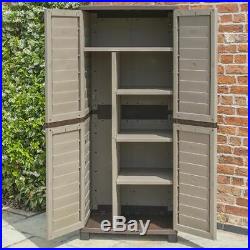 Garden Shed Tall Brown Strong Outdoor Plastic Utility Storage Container Unit Box