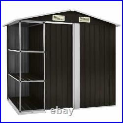 Garden Shed with Rack Brown 205x130x183 cm Iron Outdoor Tool Storage motorbike