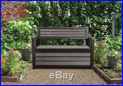 Garden Storage Bench Large Weatherproof Resin Outdoor Container 2 Seats Keter