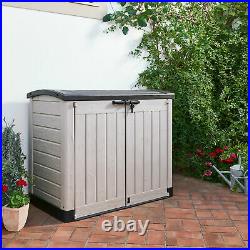 Garden Storage Box Wood Effect Keter Tools Shed Outside Beige / Brown XL