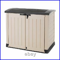 Garden Storage Box Wood Effect Keter Tools Shed Outside Beige / Brown XL