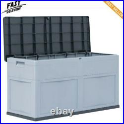 Garden Storage Chest Poly Rattan Brown Outdoor Patio Utility Box Case 420 L