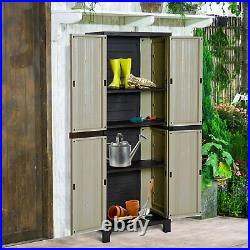 Garden Storage Cupboard Outdoor Utility Cabinet Waterproof Plastic Shelves Shed