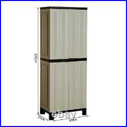 Garden Storage Cupboard Outdoor Utility Cabinet Waterproof Plastic Shelves Shed