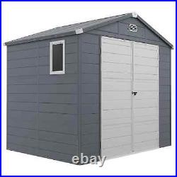 Garden Tool Shed, 8x6 ft Outdoor Lockable Backyard Storage House with Metal Frame