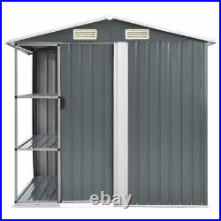 Garden Tool Shed Outdoor Storage House Galvanised Steel with Rack Furniture
