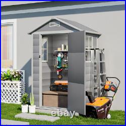 Grey 4x3ft Plastic Garden Storage Shed Plastic Waterproof House
