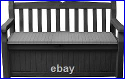 Grey Outdoor Storage Bench Garden Plastic Shed Waterproof Cushion Box Lockable