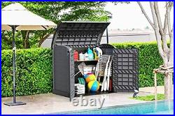 Grey Outdoor Storage Box, Large 1200L Garden Storage Shed for Tools, BBQ, Bins