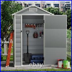 Grey Plastic Garden Shed 3ftx4ft Apex Outdoor Storage Tool Organizer Pet Room uk