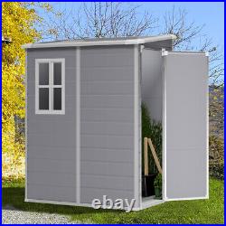 Grey Plastic Garden Shed 5 x 3 FT Outdoor Gardening Equipment Tools Storage Shed