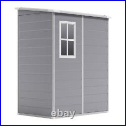 Grey Plastic Garden Shed 5 x 3 FT Outdoor Gardening Equipment Tools Storage Shed