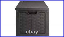 HUGE XXL 634 Litre Rattan Style Garden Cushion Storage Box Sit on Lid Black