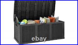 HUGE XXL 634 Litre Rattan Style Garden Cushion Storage Box Sit on Lid Black