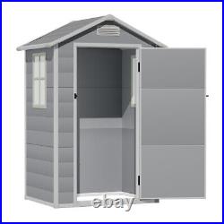 Heavy Duty Outdoor Garden Shed Pastic Tool Storage House Flat/Apex Roof Lockable