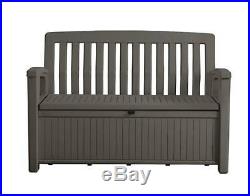 Heavy Duty Plastic Garden Storage Bench Box Seat Chest Patio Furniture Tools