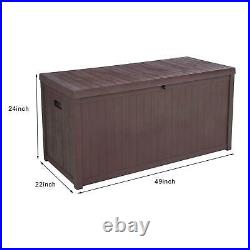 Indoor Outdoor Garden Storage Chest Cushion Box Waterproof 430L Sit On Lid Brown