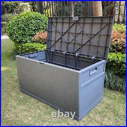 Indoor/Outdoor Rattan Weave Effect Garden Storage Box Plastic Cushion Box 460L