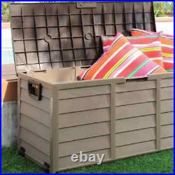 JUMBO XL Brown Garden Storage Utility Cushion Box Shed Plastic Waterproof