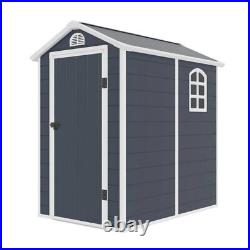 Jasmine Plastic Garden Shed 4ft x 6ft Plastic Apex Shed with Foundation Kit