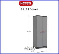KETER PLASTIC SHED STORAGE UNIT CUPBOARD Tall Cabinet GARDEN TOOL LOCKABLE