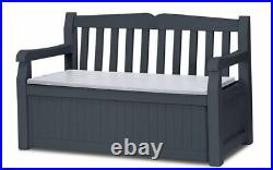 Keter 6025 Eden Bench Outdoor Storage Box Garden Furniture, Graphite and Grey