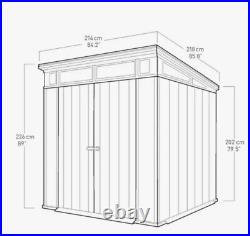 Keter Artisan 7ft x 7ft 2 / 2.1 x 2.2m Garden Durable Grey Plastic Shed New