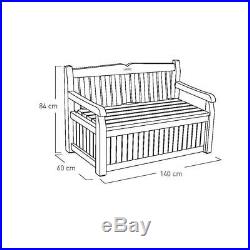 Keter Bench Outdoor Plastic Storage Box Garden Furniture, Beige And Brown Seat