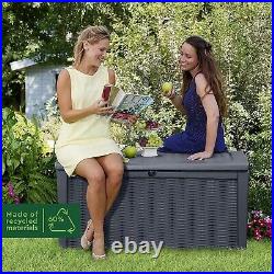 Keter Borneo Outdoor Plastic Storage Box Patio Garden Trunk Anthracite Grey 416L