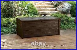 Keter Brightwood 454L Outdoor Garden Storage Box Garden Furniture Brown