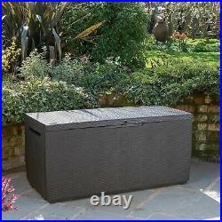 Keter Capri Plastic Garden Storage Box Rattan Texture XL Lid Waterproof 305L
