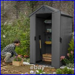 Keter Darwin 4 x 4ft Outdoor Apex Garden Patio Storage Shed Grey NEW