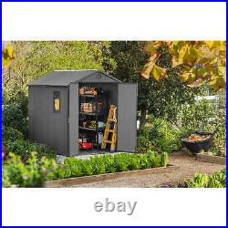 Keter Darwin 6 x 8ft Plastic Double Door Outdoor Garden Storage Shed In Grey