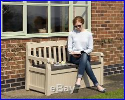 Keter Eden Bench Box Storage Container Outdoor Garden Furniture 265L