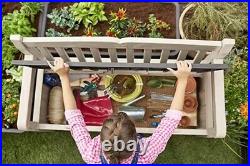 Keter Eden Bench Outdoor Plastic Garden Storage Box Beige Brown Furniture