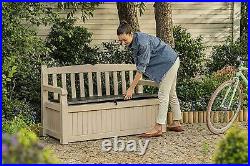 Keter Eden Bench Outdoor Plastic Storage Box Garden Furniture, Beige NEW P&P