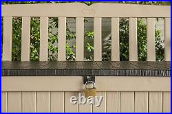 Keter Eden Bench Outdoor Storage Box Garden Beige And Brown 140 X 60 X 84 Cm