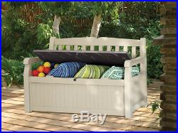 Keter Eden Bench Outdoor Storage Box Garden Furniture, 140 x 60 x 84 cm Beige