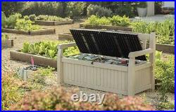 Keter Eden Bench Outdoor Storage Box Garden Furniture Beige & Brown 265L