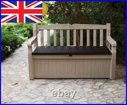 Keter Eden Bench Outdoor Storage Box Garden Furniture, Beige and Brown