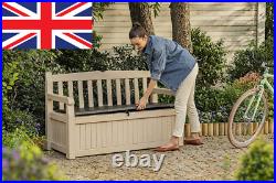 Keter Eden Bench Outdoor Storage Box Garden Furniture, Beige and Brown