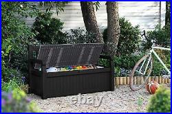 Keter Eden Bench Outdoor Storage Box Garden Furniture, Graphite And Grey, 132.5L