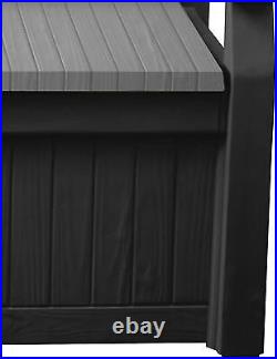 Keter Eden Bench Outdoor Storage Box Garden Furniture, Graphite And Grey, 132.5L