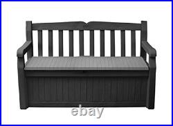 Keter Eden Bench Outdoor Storage Box Garden Furniture, Graphite and Grey, 132.5L